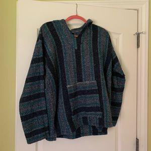 🌲 Baja Hoodie, Drug Rug, Blue and Turquoise